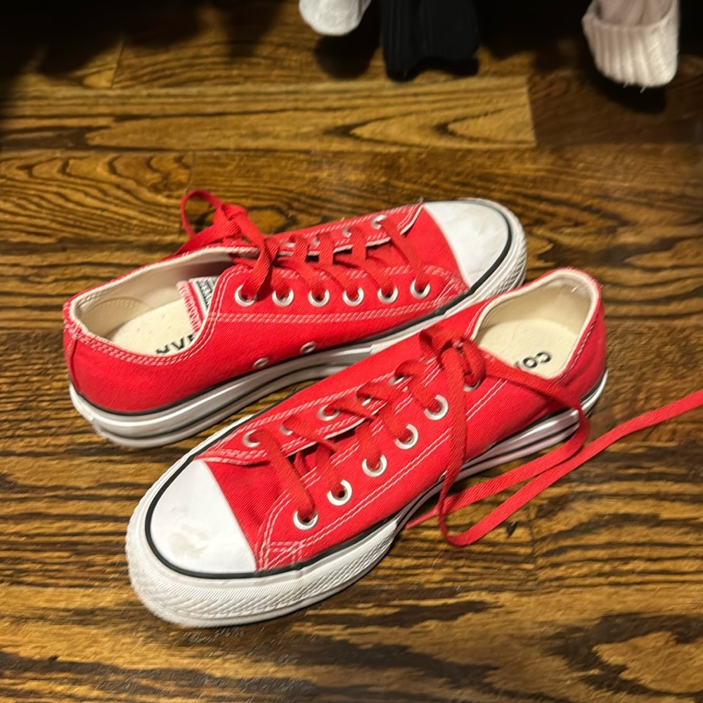 Red Low Top Platform Converse - image 1